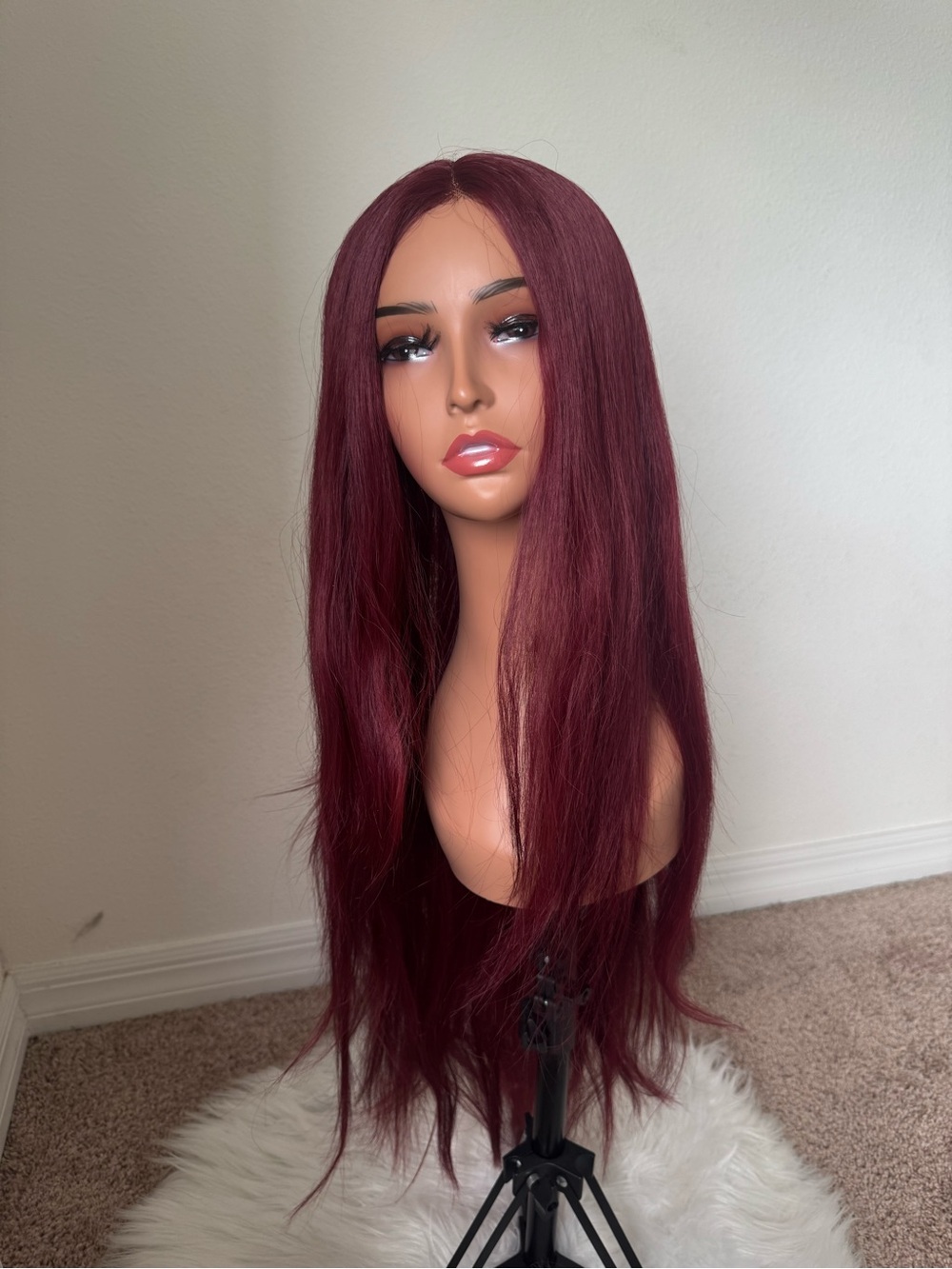 32 inch T-part lace 250% Burgundy Straight Long Lace Front Wig - Unbranded